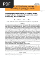 School Policies and Discipline of Students A Case Study of Selected Secondary Schools in Fort Portal Municipality, Kabarole District.