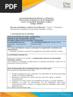 Guía de Actividades y Rúbrica de Evaluación - Unidad 1 - Tarea 2 - Reconoce y Contrasta Los Conceptos de Comunidad, Sociedad y Cultura