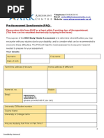 Pre-Assessment Questionnaire - ARK