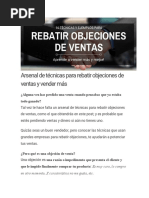 Arsenal de Técnicas para Rebatir Objeciones de Ventas y Vender Más