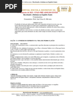 Esboço Da Lição 3 - O Poder Do Espírito Santo Na Vida de Pedro e João - Pré-Adolescentes - Profº Jair César S Oliveira