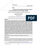 Economic Analysis of Watermelon Production in Ibarapa Central Local Government Area of Oyo State, Nigeria