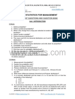 BA4101 STATISTICS FOR MANAGEMENT Reg 21 Question Bank