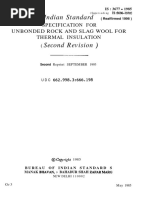 Indian Standard: Specification For Unbonded Rock and Slag Wool For Thermal Insulation (