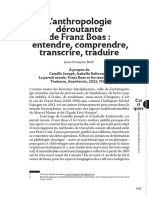 L'anthropologie Déroutante de Franz Boas Entendre