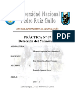 Microbiologia de Alimentos: Practica Nº 07-Detección de Salmonella