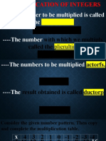 Multiplication of Integers Upto Properties