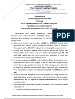 Pengumuman Hasil Seleksi Berdasarkan Prestasi SBP PMB Polteknaker T.A. 2023 2024