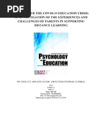 Coping With The COVID-19 Education Crisis: An Investigation of The Experiences and Challenges of Parents in Supporting Distance Learning