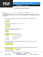 Precal 1st Monthly Test Answers