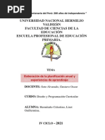 Elaboración de La Planificacion Anual y Experiencias de Aprendizaje