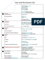 Grammar and Structures List