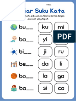 Berwarna Belajar Suku Kata Lembar Kerja Bahasa Indonesia