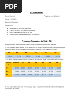 Examen Final Finanzas Martes 2023 10