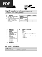 Expt 2. Isolation of Polysaccharide and Analysis of Carbohydrates