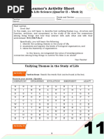 Learner's Activity Sheet: Earth & Life Science (Quarter II - Week 2)