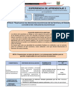 "Explicamos Las Decisiones Económicas de Las Familias y El Estado Considerando Indicadores Economicos