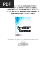 Effects of Using Mother Tongue in Teaching Science On The Academic Performance of Grade Three Pupils in Selected Public Elementary Schools in The Division of Antipolo City