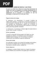 El Cierre de Ventas y Sus Tipos