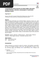 A Missing Theoretical Element of Online Higher Education Student Attrition, Retention, and Progress: A Systematic Literature Review