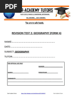 Geography (Form 4) - Test 2 (2019)