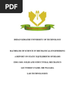 Static Equilibrium of Beams Lab Report