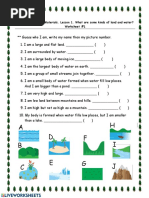 A B C E G H D F I H: Chapter 3. Earth's Materials. Lesson 1. What Are Some Kinds of Land and Water? Worksheet #1