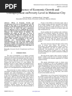 The Influence of Economic Growth and Unemployment Onpoverty Level in Makassar City