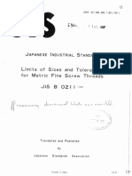 JIS B 0211 (1982) Limits of Sizes and Tolerances For Metric Fine Screw Threads