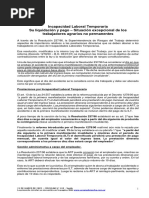 Incapacidad Laboral Temporaria Su Liquidación y Pago - Situación Excepcional de Los Trabajadores Agrarios No Permanentes