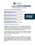 Módulo 4. Métodos Cuantitativos y Cualitativos Información de Contacto de Las y Los Profesores