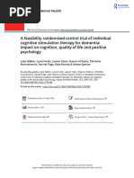 A Feasibility Randomised Control Trial of Individual Cognitive Stimulation Therapy For Dementia Impact On Cognition Quality of Life and Positive