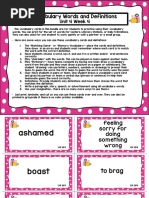 Unit 4 Vocabulary Task Cards With Definitions