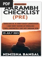 ENGLISH PRE AARAMBH CHECKLIST BY NIMISHA MAM 25th JULY 2023