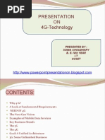 Presentation ON 4G-Technology: Presented By: Sonia Choudhary B. E. Ivth Year I.T Gvset