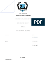 Introductory Physics (PHY 1410) - Course Outline