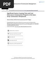 Significant Factors Causing Time and Cost Overruns in Construction Projects in The Gaza Strip Contractors Perspective