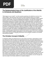 The Epistemological Issue of The Justification of The Afterlife in Christianity