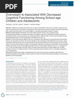 Overweight Is Associated With Decreased Cognitive Functioning Among School Age Children and Adolescents