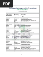 170 Most Important Appropriate Prepositions