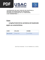 Longitud Total de Las Carreteras de Guatemala