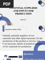 Group 3 Topic Potential Suppliers Inputs in Production 1