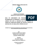 Nivel de Cumplimiento Del Procedimiento de La Determinación de Herederos y Partición en El Manejo Jurídico Por Ante La Segunda Sala Del Tribunal