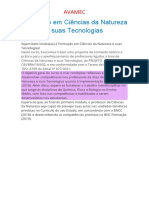 Formação em Ciências Da Natureza e Suas Tecnologias