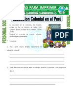 Ficha Educacion Colonial para Tercero de Primaria