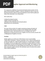 QM 3.6 Supplier Approval and Monitoring Sample