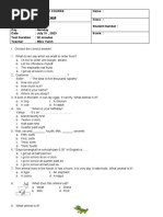 Exam Adiba - SOAL Materi Ordering Foods, Animals, Introduction, Time Calendar