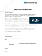 Sample New Hire Probation Letter