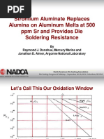 Strontium Aluminate Replaces Alumina On Aluminum Melts at 500 PPM SR and Provides Die Soldering Resistance - NADCA