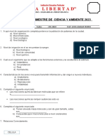 Examen Primer Bimestre - 2023 - Ciencia y Ambiente 6to